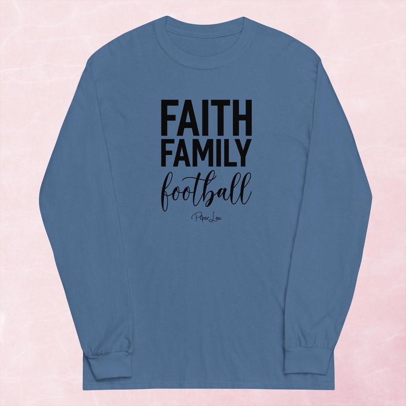 Faith Family Football Graphic Long Sleeve Tee