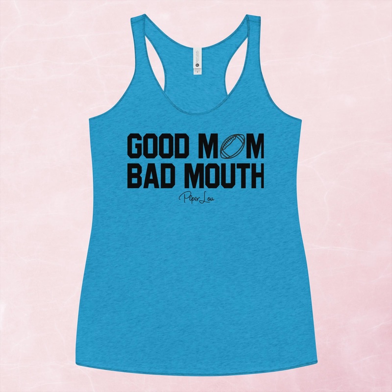 Good Mom Bad Mouth Football Graphic Tank Top