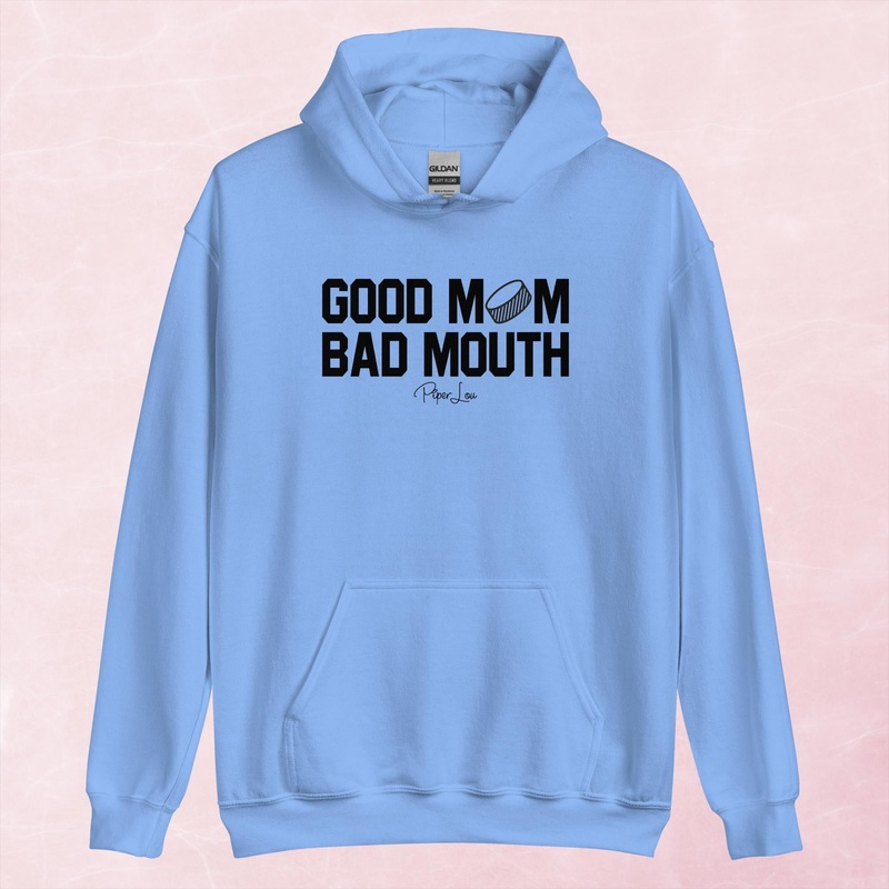 Good Mom Bad Mouth Hockey Graphic Hoodie