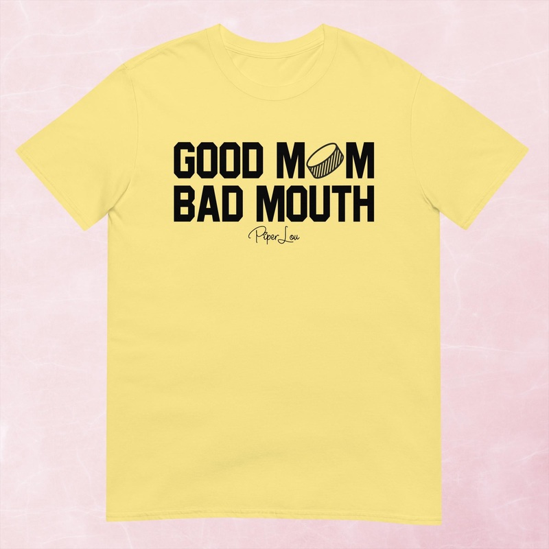 Good Mom Bad Mouth Hockey Graphic Tee