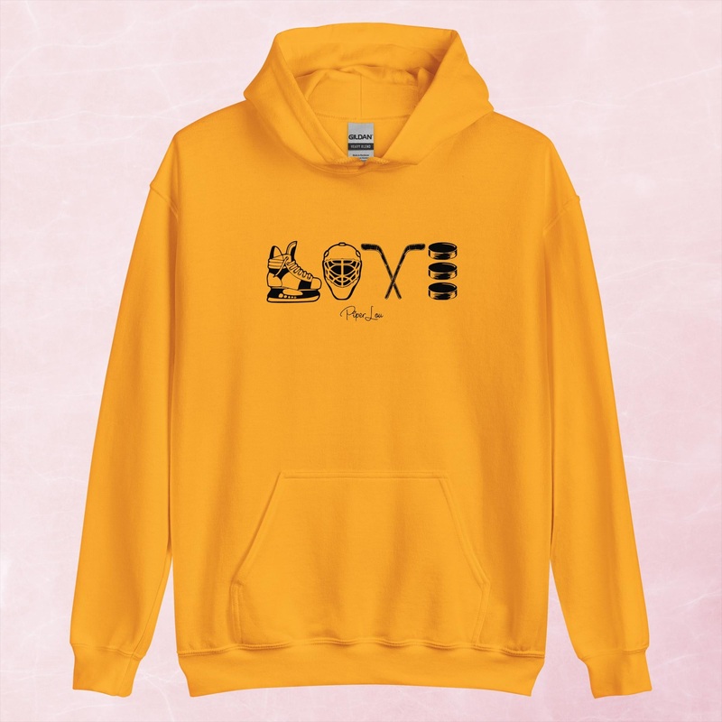 Hockey Love Graphic Hoodie|Red|Heliconia|Irish Green|Orange|Military Green|Carolina Blue|Gold|Sand|Light Pink|Ash|White|S|M|L|XL|2XL|3XL|4XL|5XL