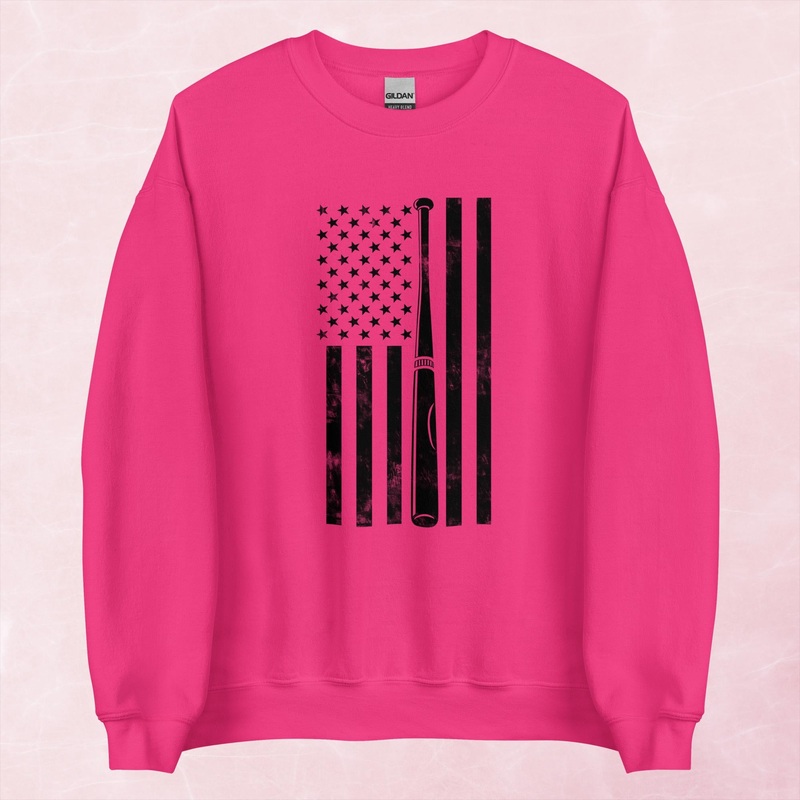 Softball Flag Graphic Crewneck Sweatshirt