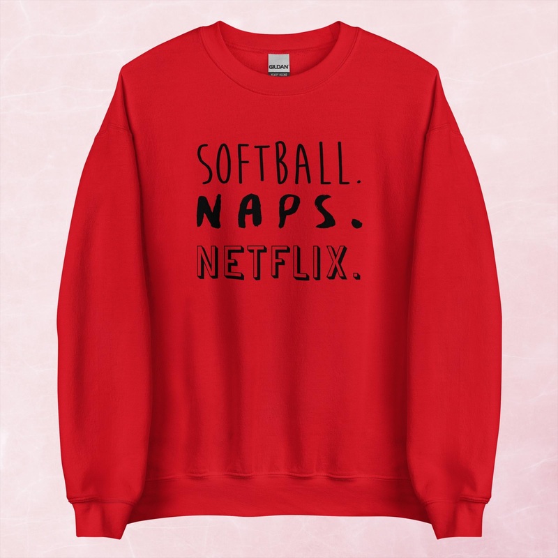 Softball Naps Netflix Graphic Crewneck Sweatshirt
