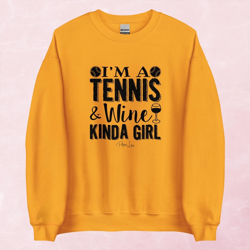 Tennis And Wine Kinda Girl Graphic Crewneck Sweatshirt