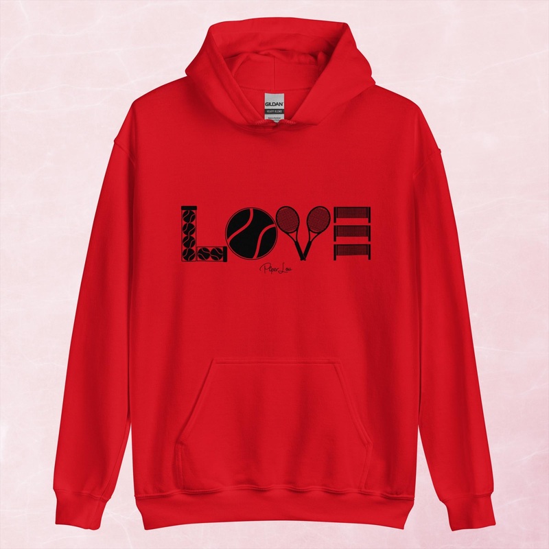 Tennis Love Graphic Hoodie|Red|Heliconia|Irish Green|Orange|Military Green|Carolina Blue|Gold|Sand|Light Pink|Ash|White|S|M|L|XL|2XL|3XL|4XL|5XL