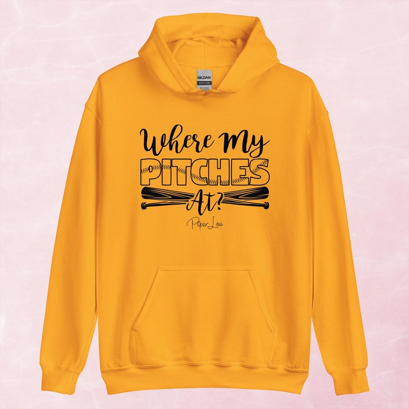 Where My Pitches At Softball Graphic Hoodie