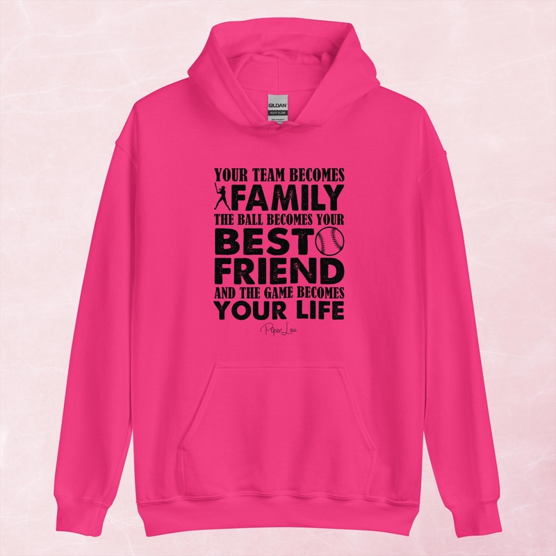 Your Team Becomes Your Family Softball Graphic Hoodie