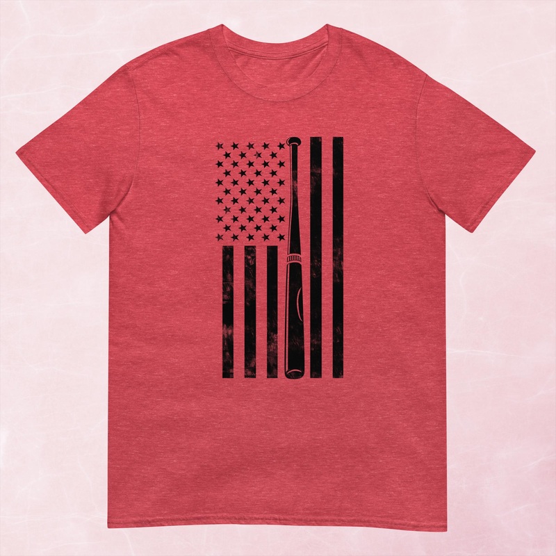 Softball Flag Graphic Tee|Heather Red|Tropical Blue|Sand|Light Blue|Sport Grey|Cornsilk|White|S|M|L|XL|2XL|3XL