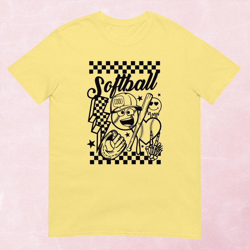 Softball Graphic Tee|Heather Red|Tropical Blue|Sand|Light Blue|Sport Grey|Cornsilk|White|S|M|L|XL|2XL|3XL