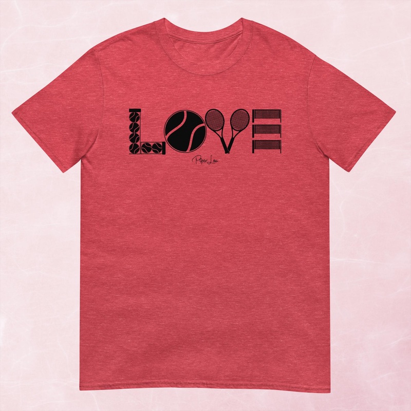 Tennis Love Graphic Tee|Heather Red|Tropical Blue|Sand|Light Blue|Sport Grey|Cornsilk|White|S|M|L|XL|2XL|3XL