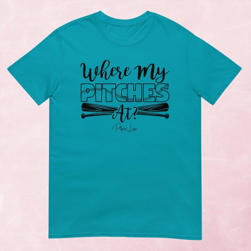 Where My Pitches At Softball Graphic Tee