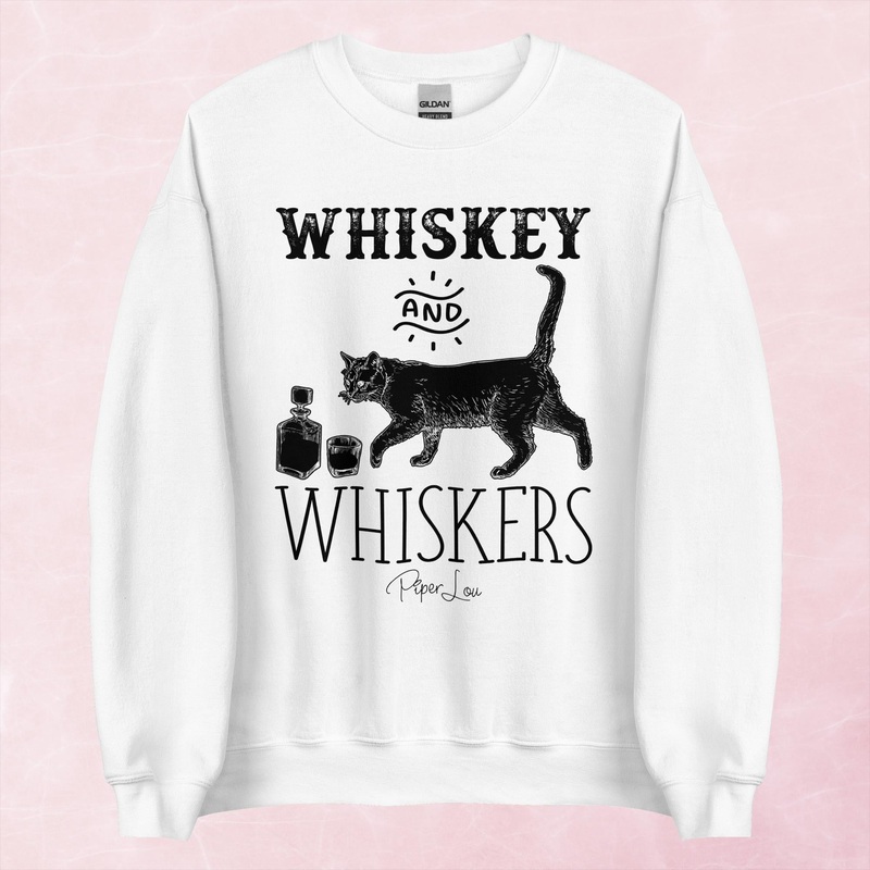 Whiskey And Whiskers Graphic Crewneck Sweatshirt