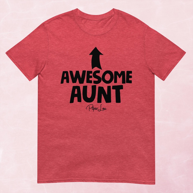 Awesome Aunt Graphic Tee|Heather Red|Tropical Blue|Sand|Light Blue|Sport Grey|Cornsilk|White|S|M|L|XL|2XL|3XL