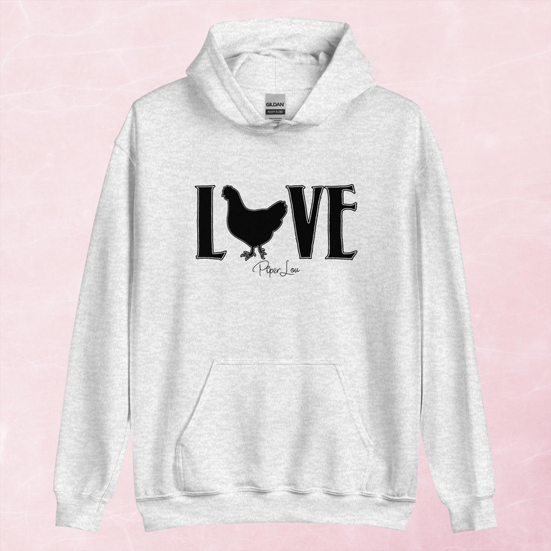 Chicken Love Graphic Hoodie|Red|Heliconia|Irish Green|Orange|Military Green|Carolina Blue|Gold|Sand|Light Pink|Ash|White|S|M|L|XL|2XL|3XL|4XL|5XL