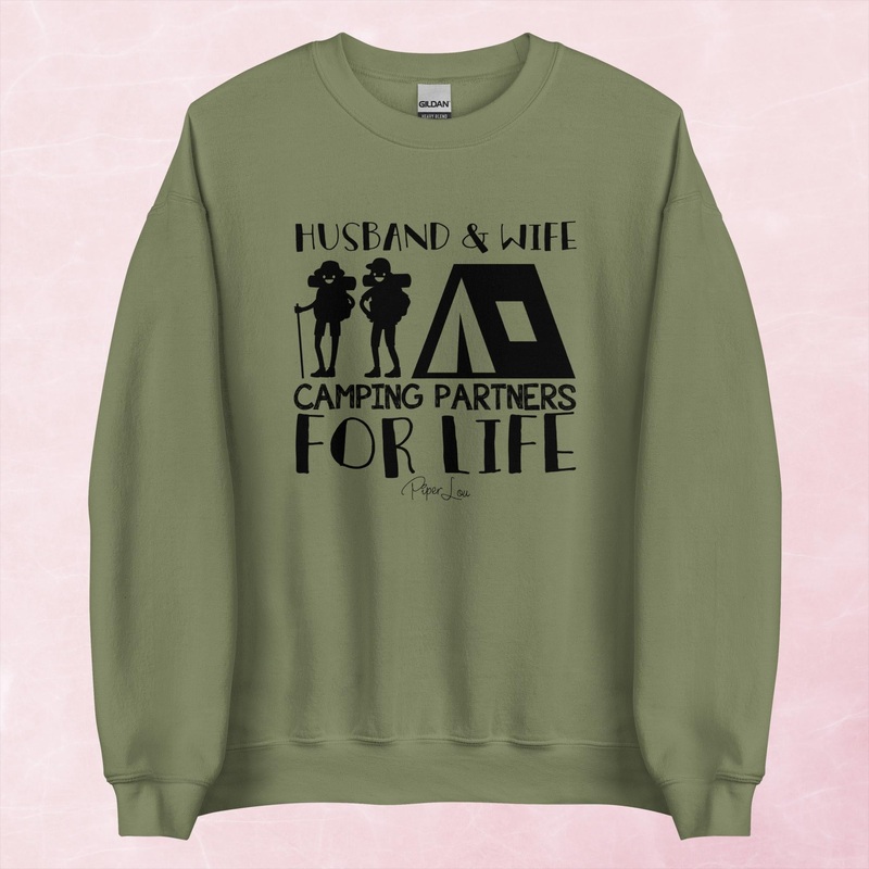 Husband And Wife Camping Graphic Crewneck Sweatshirt