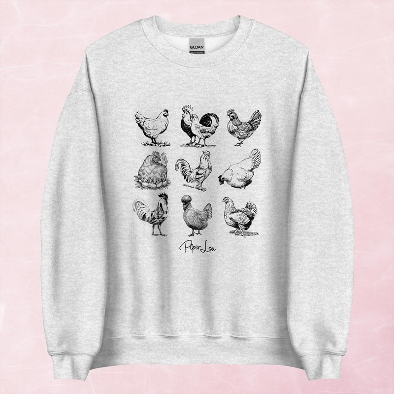 Chickens Graphic Crewneck Sweatshirt