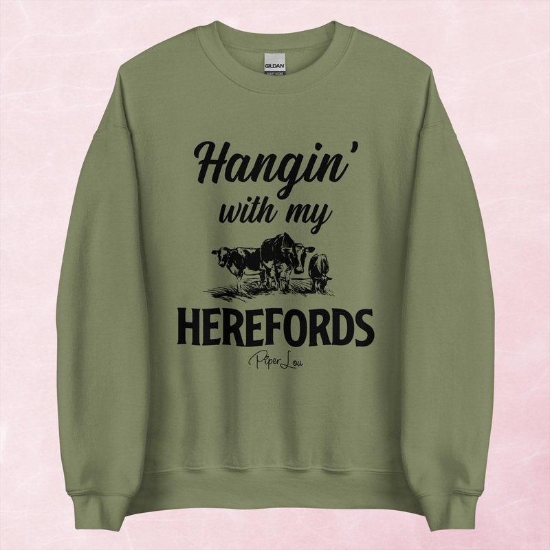 Hangin’ With My Herefords Graphic Crewneck Sweatshirt