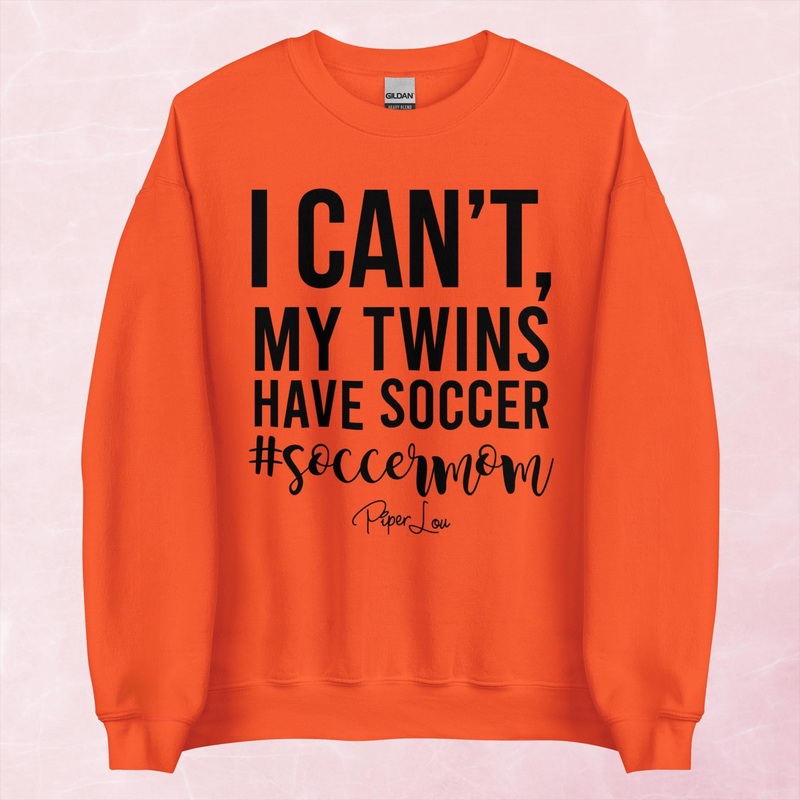 I Can’t My Twins Have Soccer Graphic Crewneck Sweatshirt