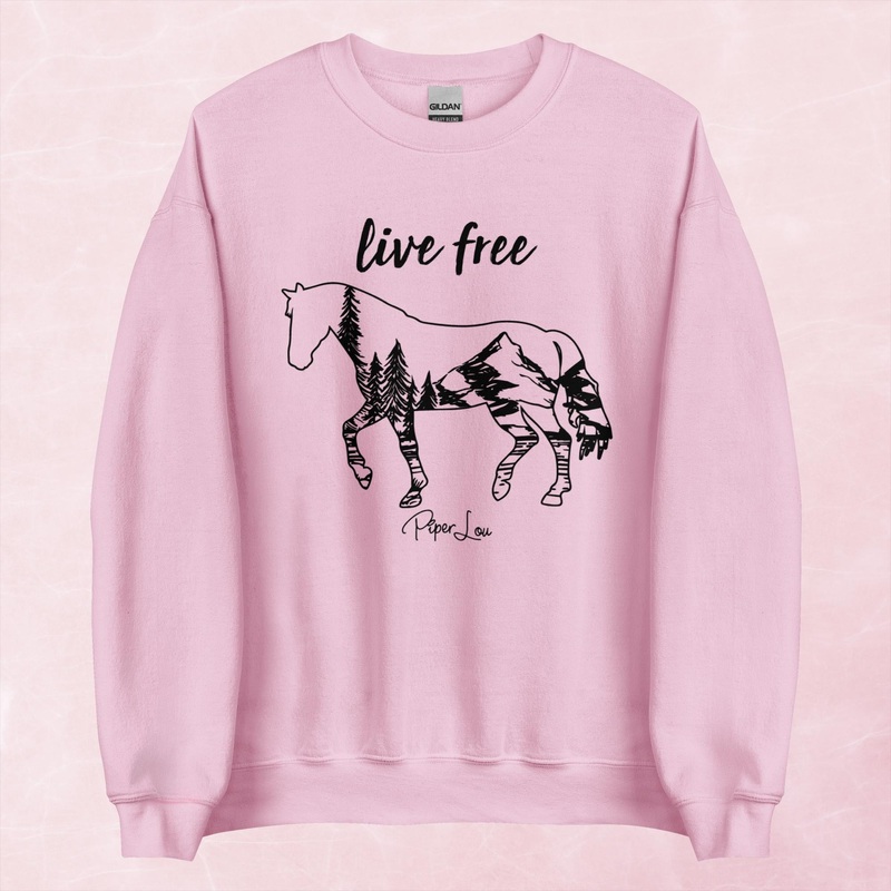 Live Free Horse Graphic Crewneck Sweatshirt