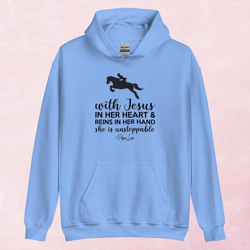 With Jesus In Her Heart And Reins In Her Hand Graphic Hoodie
