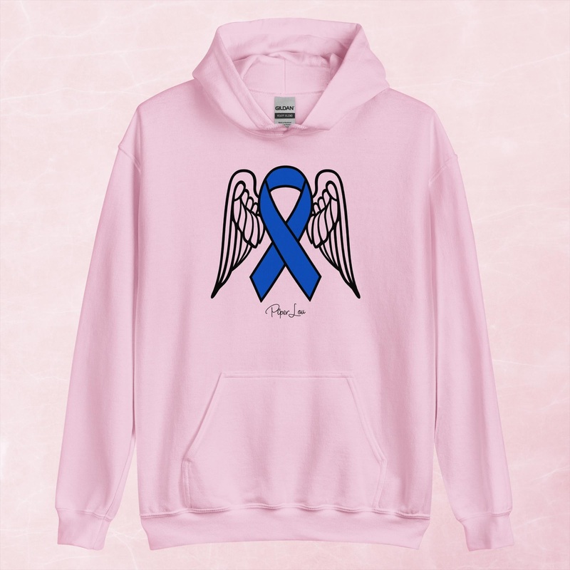 Colon Cancer Angel Wings Ribbon Graphic Hoodie