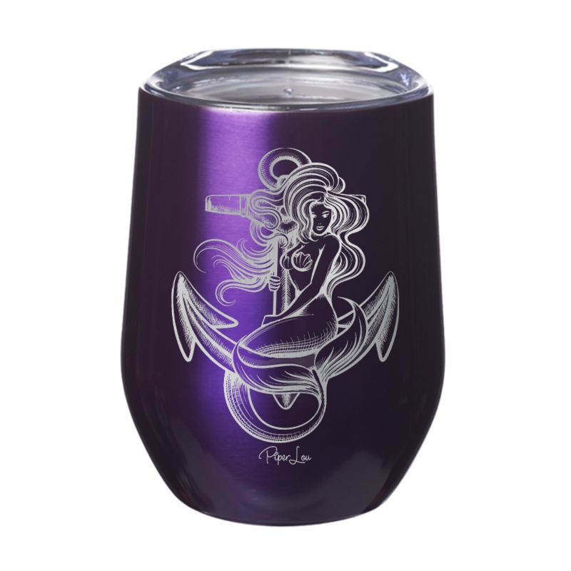 Mermaid Anchor 12oz Tumbler|Blue|Fuchsia|Purple|Sparkle Blue|Sparkle Pink|Sparkle Purple|Sparkle White|Teal