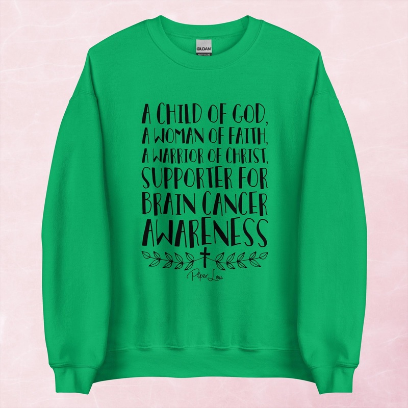 A Child Of God Supporter Of Brain Cancer Graphic Crewneck Sweatshirt