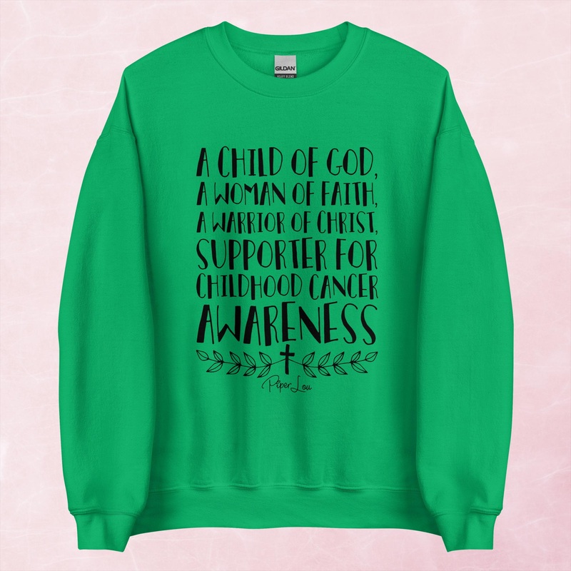 A Child Of God Supporter Of Childhood Cancer Graphic Crewneck Sweatshirt