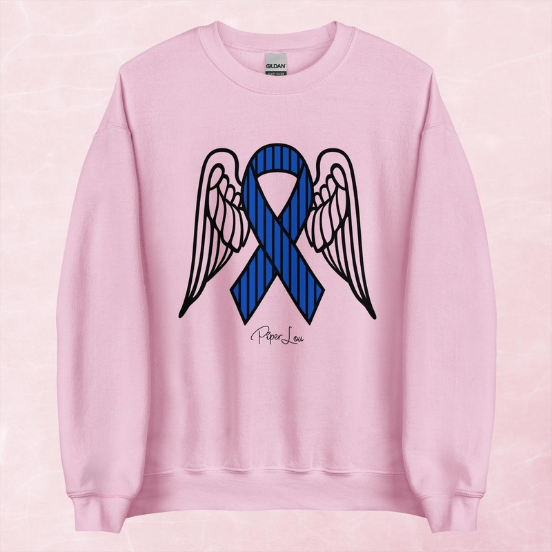 ALS Angel Wings Ribbon Graphic Crewneck Sweatshirt