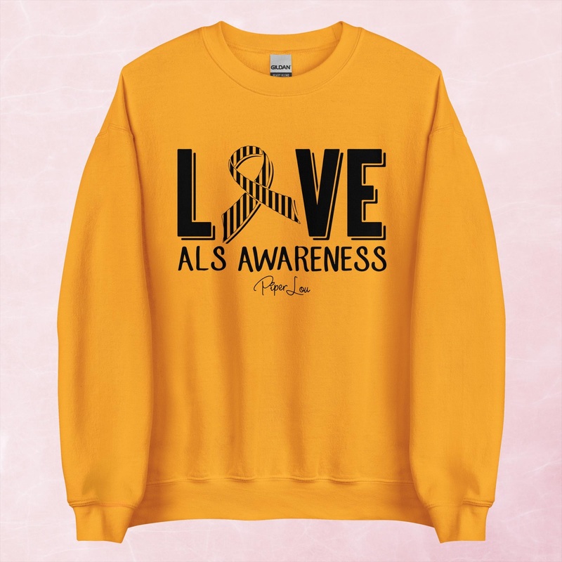 ALS Love Ribbon Graphic Crewneck Sweatshirt