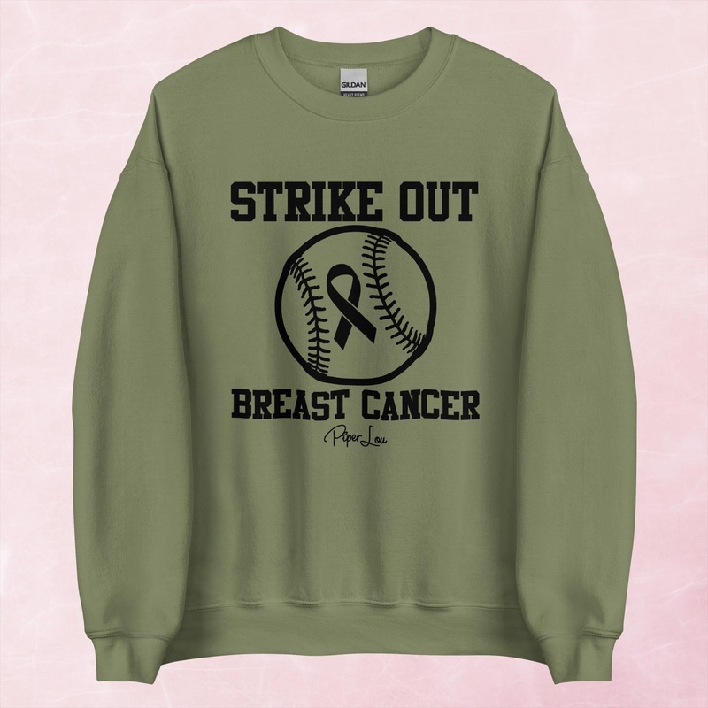 Breast Cancer | Strike Out Graphic Crewneck Sweatshirt