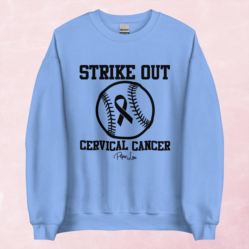 Cervical Cancer | Strike Out Graphic Crewneck Sweatshirt