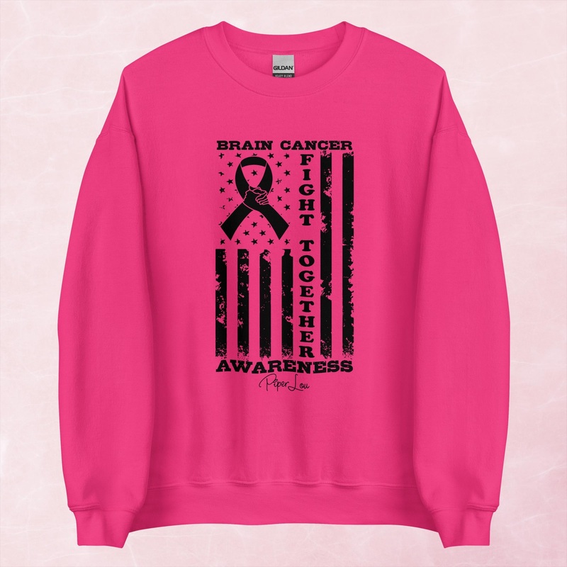 Fight Flag Brain Cancer Graphic Crewneck Sweatshirt