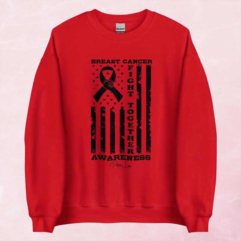 Fight Flag Breast Cancer Graphic Crewneck Sweatshirt