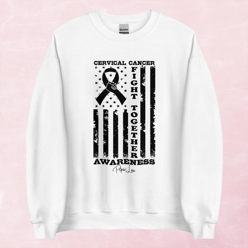 Fight Flag Cervical Cancer Graphic Crewneck Sweatshirt