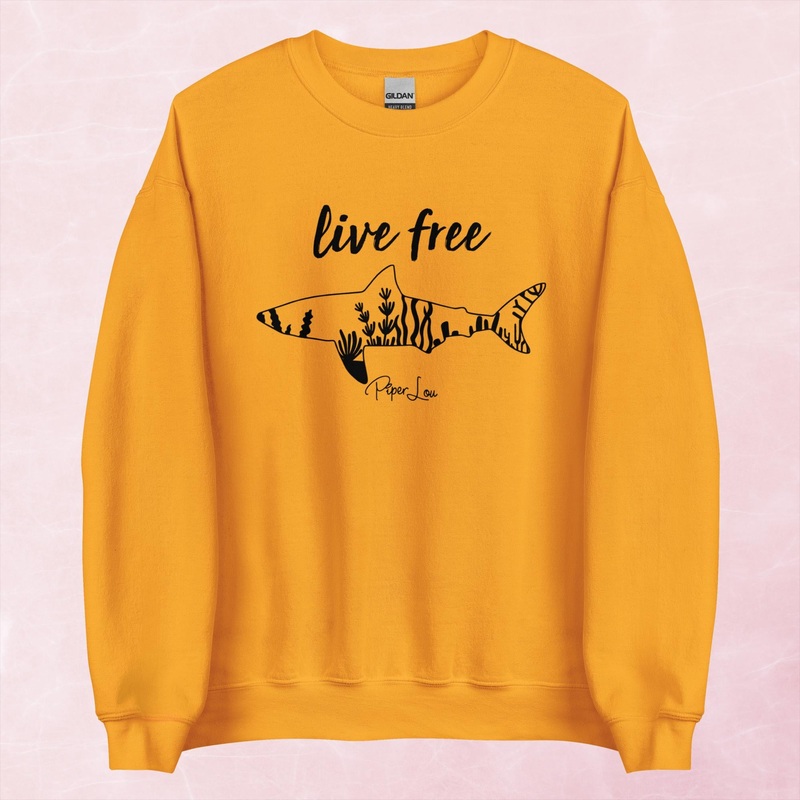 Live Free Shark Graphic Crewneck Sweatshirt