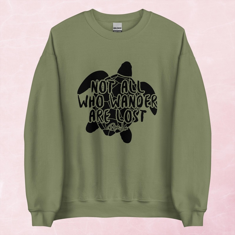Not All Who Wander Are Lost Sea Turtle Graphic Crewneck Sweatshirt