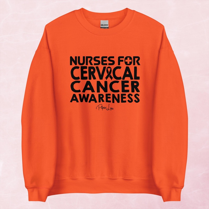 Nurses For Cervical Cancer Awareness Graphic Crewneck Sweatshirt