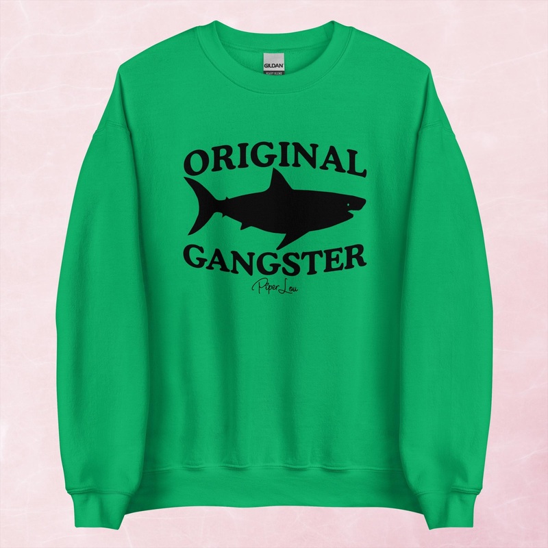 Original Gangster Shark Graphic Crewneck Sweatshirt