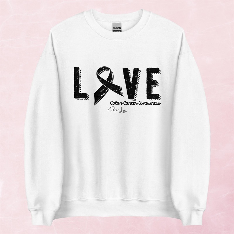 Ribbon Love Colon Cancer Graphic Crewneck Sweatshirt