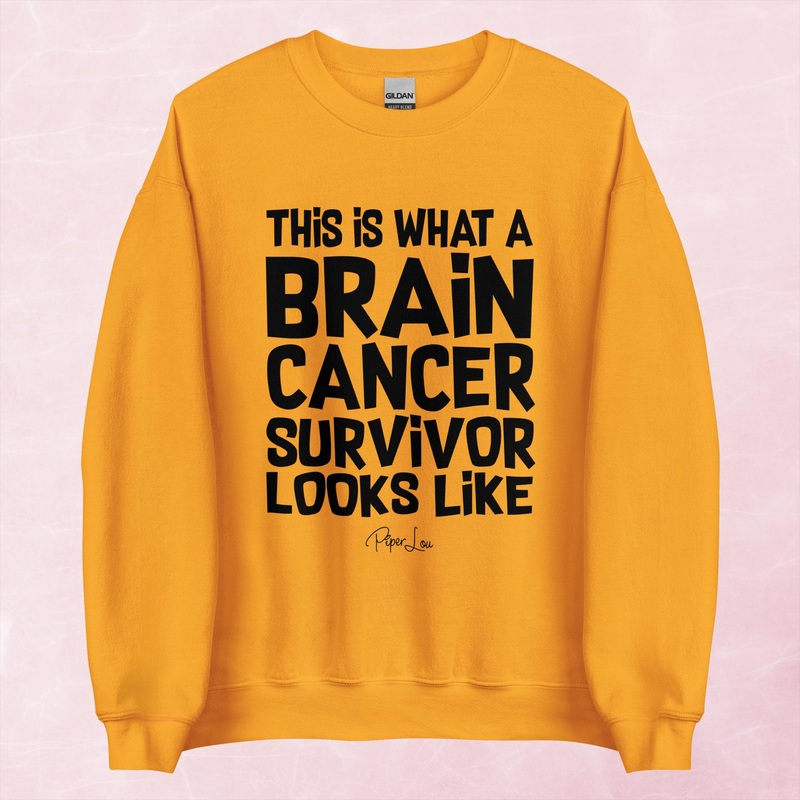 This Is What A Brain Cancer Survivor Looks Like Graphic Crewneck Sweatshirt