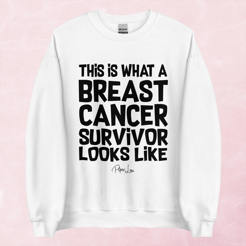 This Is What A Breast Cancer Survivor Looks Like Graphic Crewneck Sweatshirt