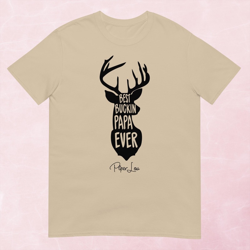 Best Buckin Papa Graphic Tee|Heather Red|Tropical Blue|Sand|Light Blue|Sport Grey|Cornsilk|White|S|M|L|XL|2XL|3XL