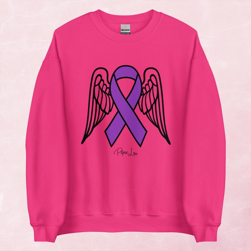 Cystic Fibrosis Angel Wings Ribbon Graphic Crewneck Sweatshirt
