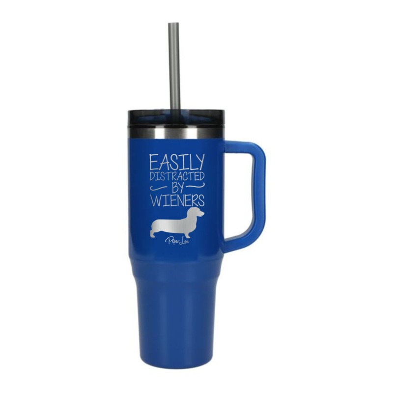 Easily Distracted By Wieners Laser Etched 40oz Tumbler + Straw