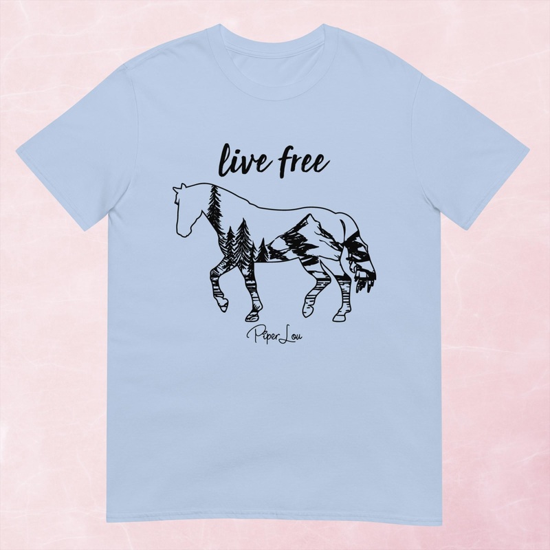 Live Free Horse Graphic Tee|Heather Red|Tropical Blue|Sand|Light Blue|Sport Grey|Cornsilk|White|S|M|L|XL|2XL|3XL