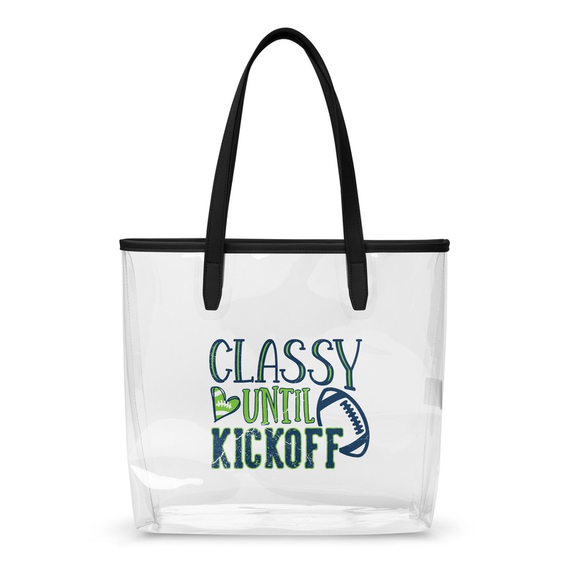 Classy Until Kickoff Clear Stadium Policy Purse (Neon Green/Navy Blue)