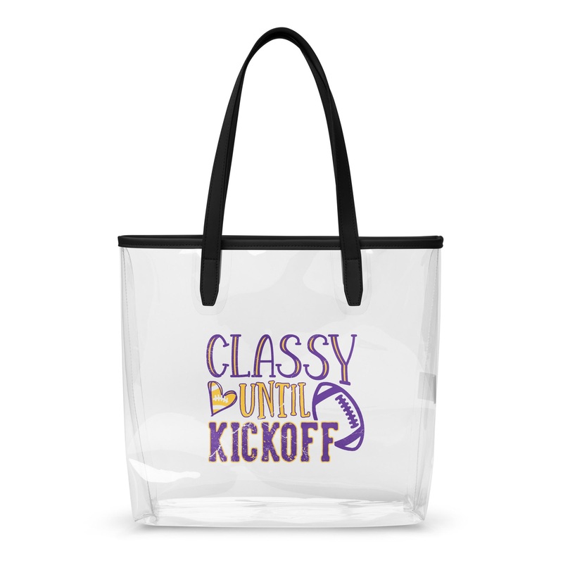 Classy Until Kickoff Clear Stadium Policy Purse (Purple/Yellow)