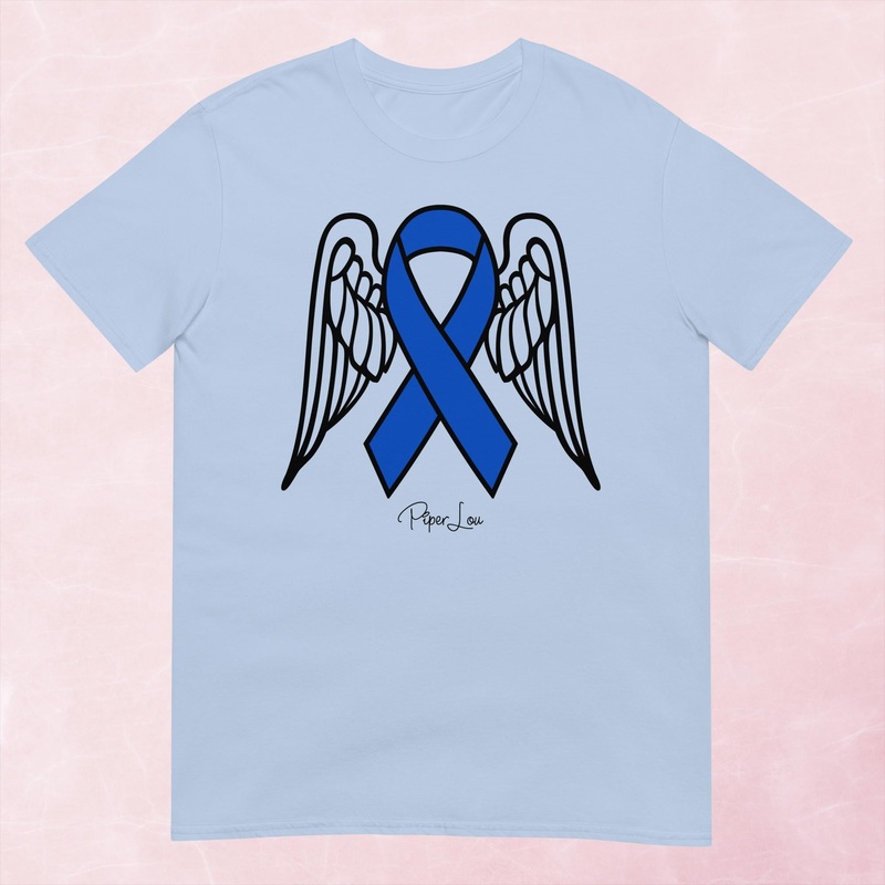Colon Cancer Angel Wings Ribbon Graphic Tee