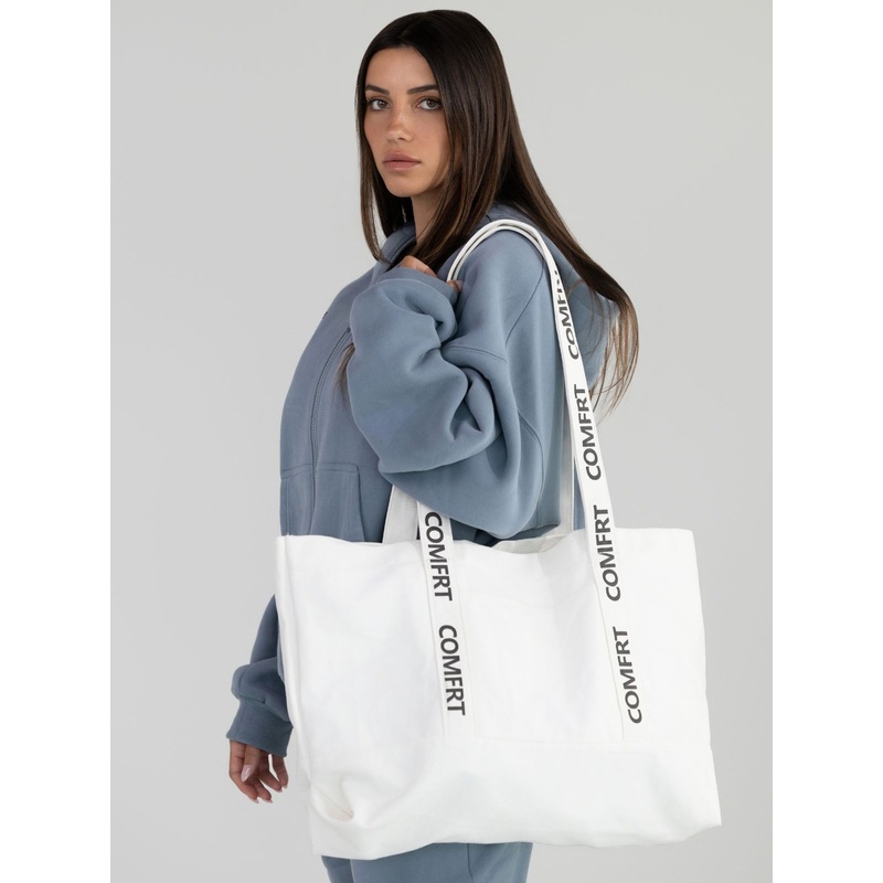 Logo Canvas Tote|Cloud White